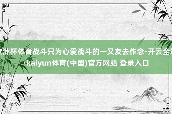 欧洲杯体育战斗只为心爱战斗的一又友去作念-开云全站·kaiyun体育(中国)官方网站 登录入口